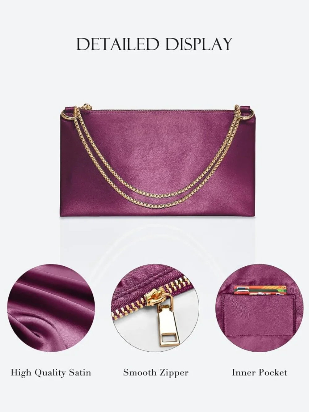 👜Women's Red Evening Handbag Satin Shoulder Bag Cocktail Party Wedding Purse